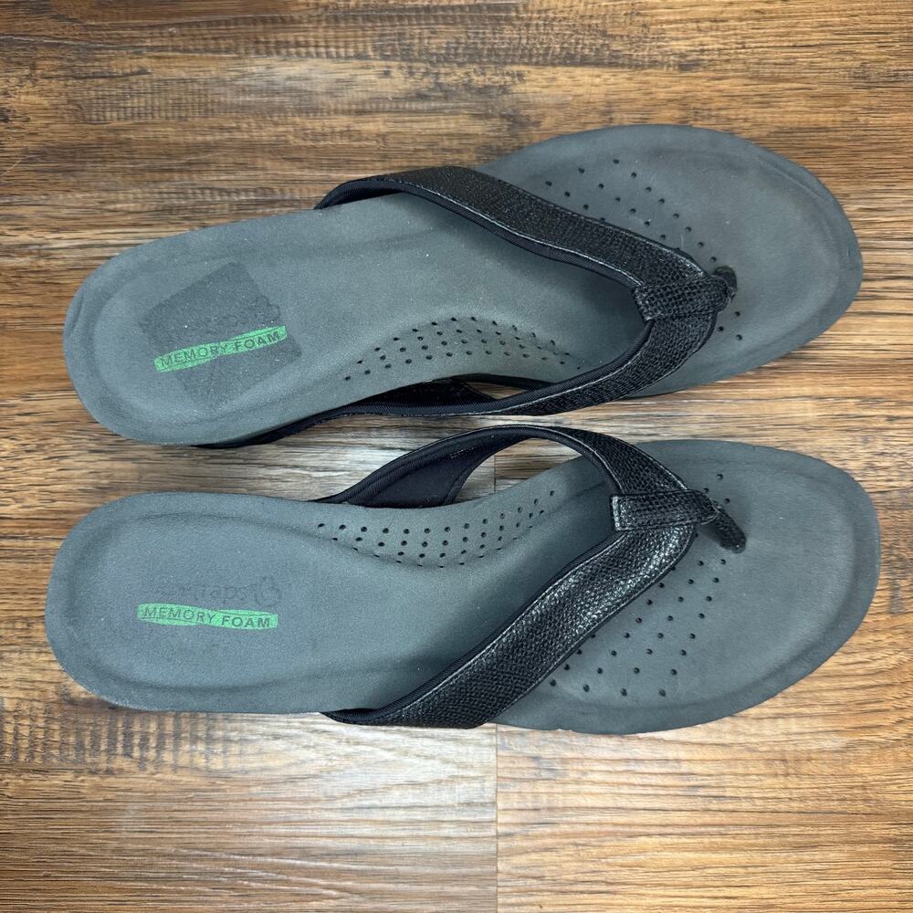 Baretraps Gammie Open Toe Wedge Size 10 Black Flip Flops Thong Sandals Comfort View 5